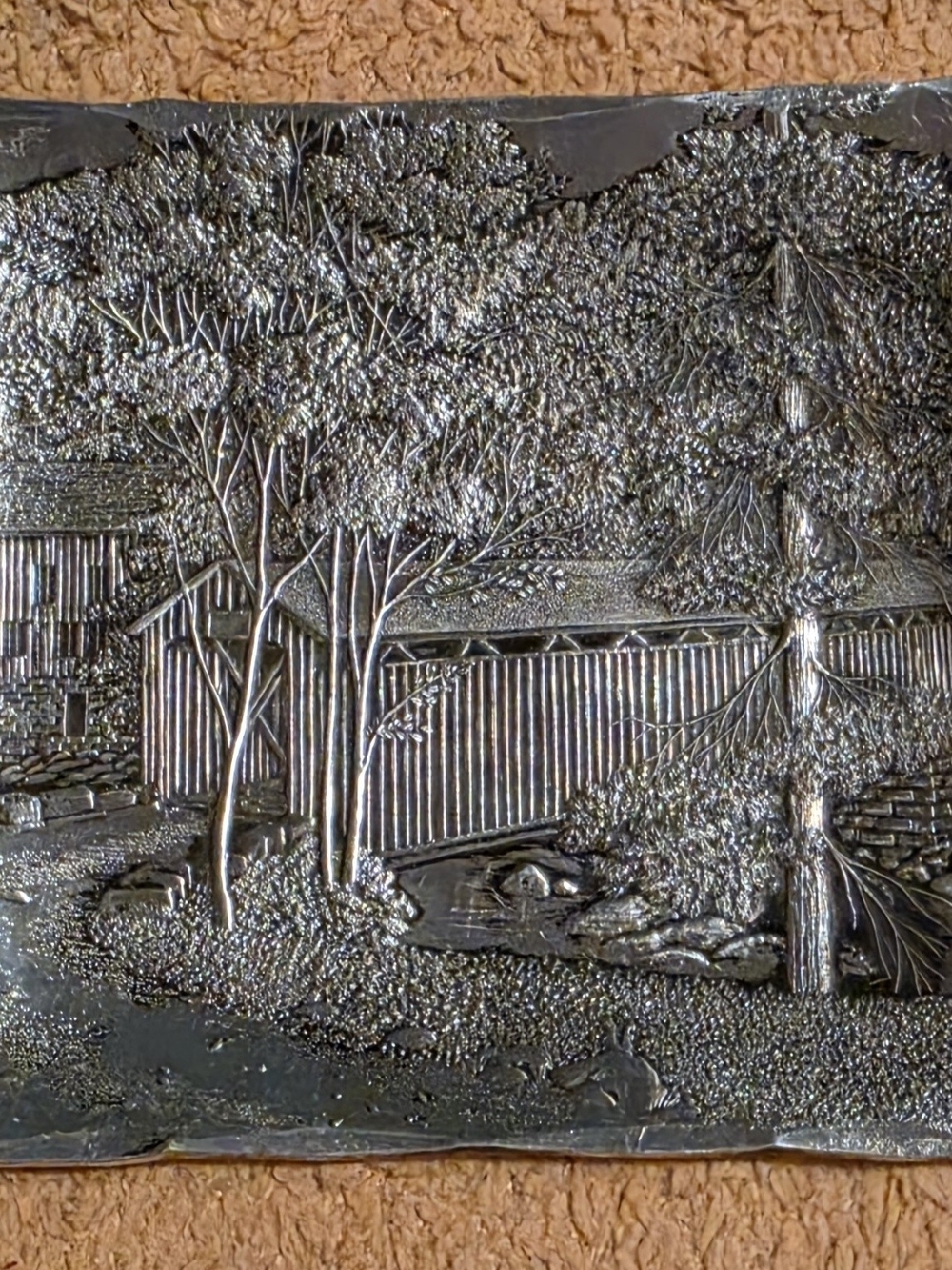 Silver Scenic Covered Bridge Metal Wall Sculpture - Home Art